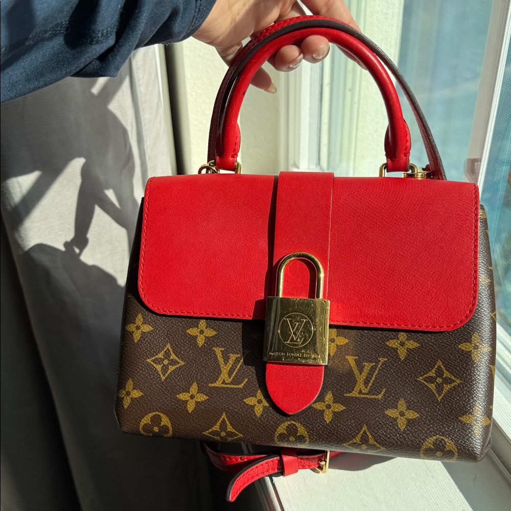 Louis Vuitton Locky Handbag Monogram Canvas with Leather BB Red